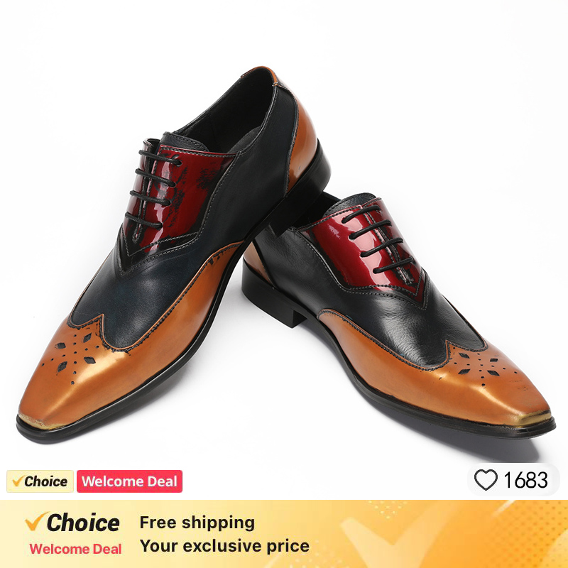 Leather Shoe Polish - Luxe Heren Oxford Schoenen Zwart Mix